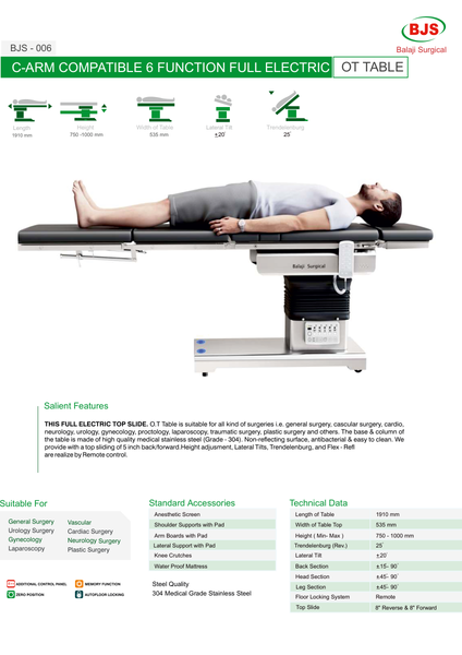 C-Arm 6-Function Operating Table BJS-006 — first page